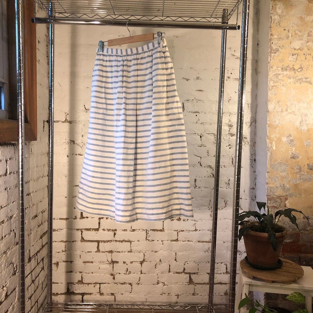 Striped, lined linen skirt